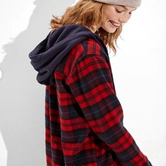 AMERICAN EAGLE COZY CABIN RED/BLACK LADIES HOODIE MED - Picture 2 of 7